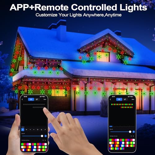 Smart Christmas Snowflake Icicle Lights, 11.5ft 156 LED 12 Drops Plug in, APP Remote Control 16 Million Colors, Curtain Lights Connectable with Timer & Music Sync for Xmas Decor Indoor Outdoor - Image 2