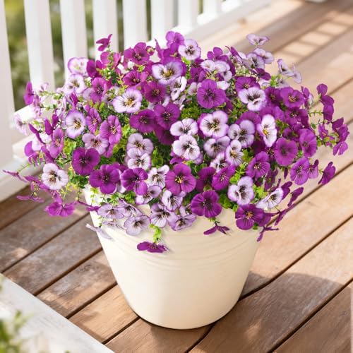 INQCMY Fake Artificial Pansy Flowers Plants for Outdoors UV Resistant by INQCMYPlantRack