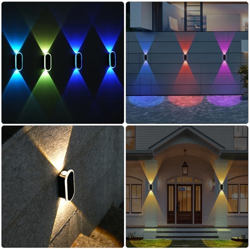 Herzila Solar Fence Lights - RGB & Warm White, LED Christmas Solar Lights Outdoor Waterproof 7 Colors,2 Lens Top and Bottom Lighting for Outdoor/Patio/Wall/Fence Pack of 2 - Image 2