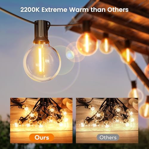 OHLUX Outdoor String Lights 220 Feet Patio Lights with 104 Edison LED G40 Globe Bulbs(4 Spares), 2200K Waterproof Connectable Edison Hanging Lighting for Backyard Balcony Outside Gazebo Party - Image 2