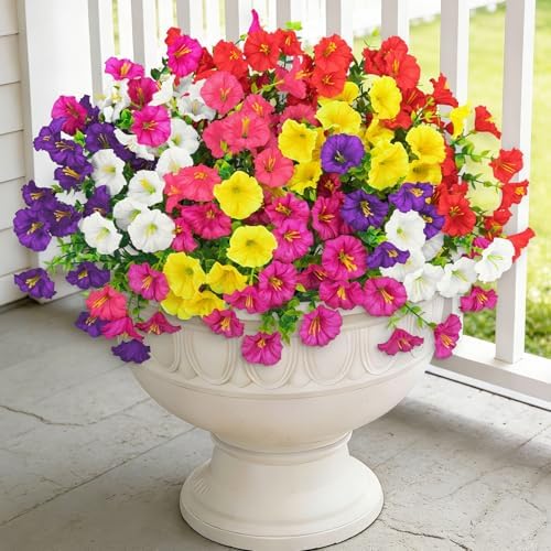 24 Bundles Artificial Morning Glory Flowers for Outdoors, Mixed by Besteek