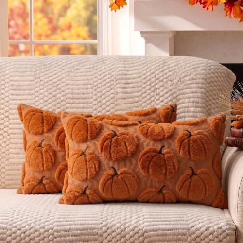 Fall Pillow Covers Pumpkin Fall Decor 12x20 Set of 2 Caramel by Unknown