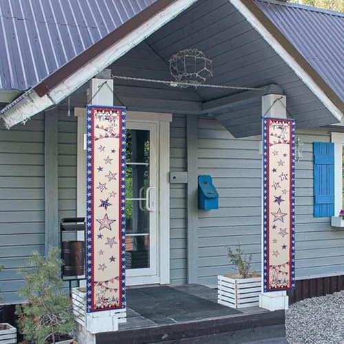 doginthehole 4th of July Door Banner Patriotic Porch Sign Banner Decoration Sunflowers American Flag Front Door Hanging Banners for Independence Day Memorial Day Welcome Home Decoration - Image 4