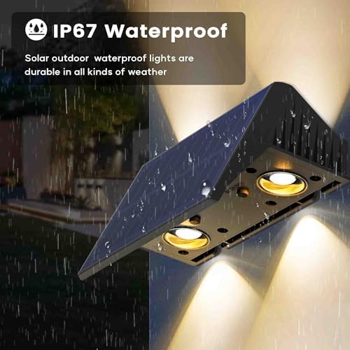 Fence Lights Solar Powered, Multicolor Modes Solar Fence Lights Outdoor IP67 Waterproof, Up and Down Solar Wall Lights Sconce Dusk to Dawn for Patio, House, Garage, Porch, Garden, Festival (12 Pack) - Image 3