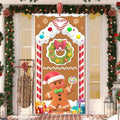 Christmas Door Cover Gingerbread Man Decoration Xmas Large Photography Background Banner Porch Sign for Winter Ginger Bread House Indoor Outside Front Door Banner Farmhouse Party Supplies 6 x 3 Feet by Sophena