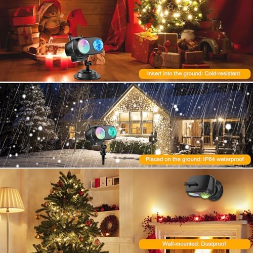 8-Pattern Christmas Projector Lights Outdoor 2-in-1, Holiday Projector Lights Outdoor 26 Effects (Projection Card +3D Ocean Wave) with Timer, Halloween Christmas Decorations Lighting for Party Decor - Image 7