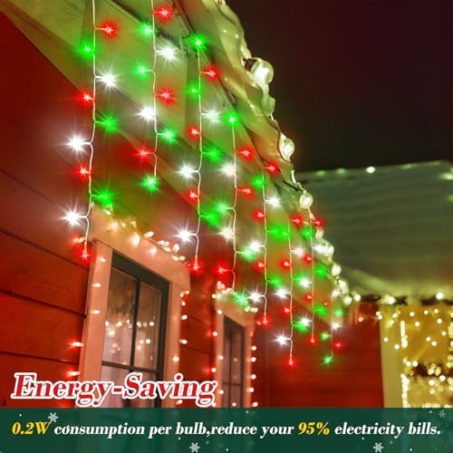 XURISEN 66ft 640 LED Christmas Lights Outdoor with 120 Drops, 8 Modes Curtain Fairy Lights Plug in Waterproof Timer Memory Function String Lights for Christmas Holiday Wedding Party Decor - Image 6