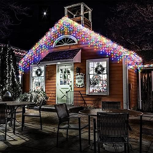 304 LED Solar Christmas Lights, Multicolored Outdoor Icicle Lights, 8 Modes Waterproof Solar Powered String Lights for Xmas Tree Patio Yard Garden Wedding Party House Eaves Roof Decorations - Image 4