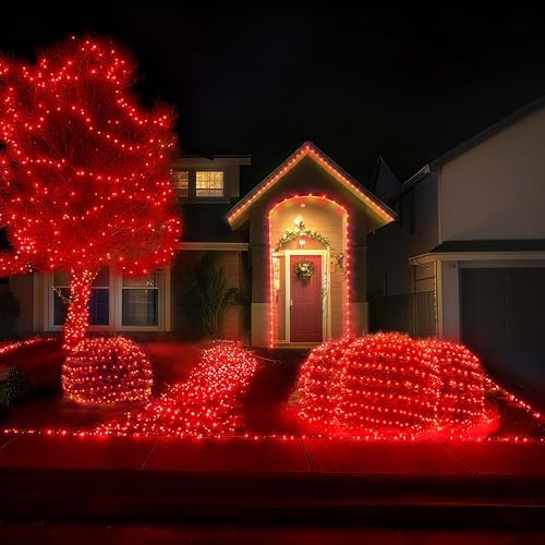 BlcTec Outdoor Christmas Lights 200 LED 8.4ft x 5.2ft Christmas Net Lights with 8 Modes, UL Certified, Timer, Connectable, Waterproof for Trees, Bushes, Shrub, Yard Outdoor Holiday Decorations, Red - Image 6