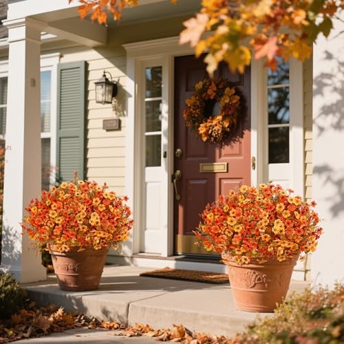 24 Pcs Artificial Fall Flowers Fake Mums for Outdoor Decorations, Mixed - Image 4