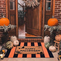 Halloween Decor Doormat Combo Set, 100% Coco Coir Welcome Mat + 28 x 43 Inches Orange and Black Striped Rug - Halloween Fall Front Porch Entryway Decor Floor Mat, Outdoor Autumn Mats Happy Halloween by Homydecor
