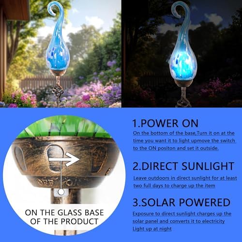 Solar Garden Lights, Decorative Led Flame Garden Stakes, Outdoor Garden Decor, Sky Bule Flame Solar Lights Outdoor Decorative for Pathway, Lawn, Patio, Driveway - Image 6