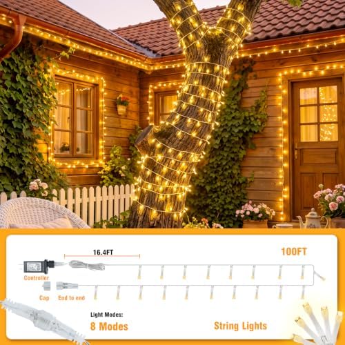 100+16.4FT Warm White LED Fairy Lights, Connectable Clear Wire String Lights with Timer,Waterproof Light Strand for Christmas Tree, Bedroom, Patio, Wedding, Party, Indoor Outdoor Decor - Image 2