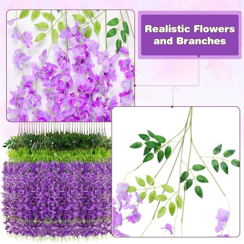 Alotiki Purple Wisteria Hanging Flowers, 12 Pack Fake Hanging Flowers - Image 5