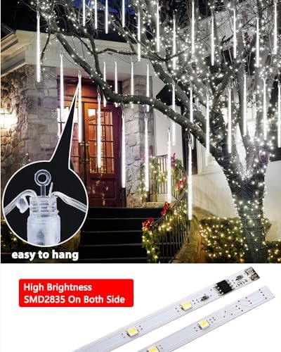 Christmas Lights Outdoor 20 Tubes White Meteor Shower Icicle Lights 480 LED - Image 6