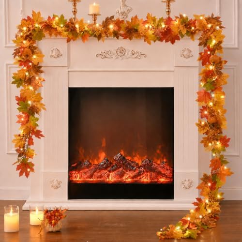 6 FT Fall Garland with Lights for Mantle, Fall Decorations for Home - Image 4