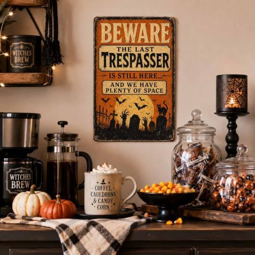 Halloween Metal Art Sign Beware The Last Trespasser Wall Decor - Image 6