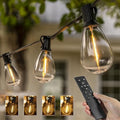 Ollny S11 Outdoor String Lights with Remote, 30 FT 3 Modes Dimmable Timers Waterproof Connectable Patio Lights, 15+1 LED Spare Bulb Dusk to Dawn Hanging Light for Indoor Porch Balcony Cafe by Ollny