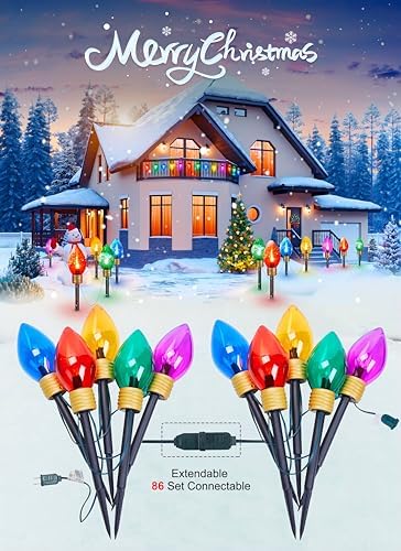 Jumbo C9 Christmas Pathway Lights Outdoor, 2 Pack Total 17 Feet 10 LED - Image 5
