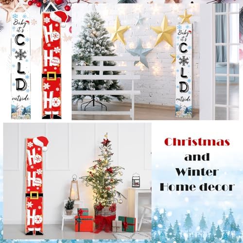 47" 2 Sided Porch Sign Christmas Winter Rustic Welcome Door - Image 6