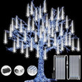 Meteor Shower Rain Lights with 16 Tubes 384 LEDs Waterproof Icicle Snow Fall String Lights for Party Tree Home Patio Outdoor Decoration (16 Tubes, White) by FYYZY