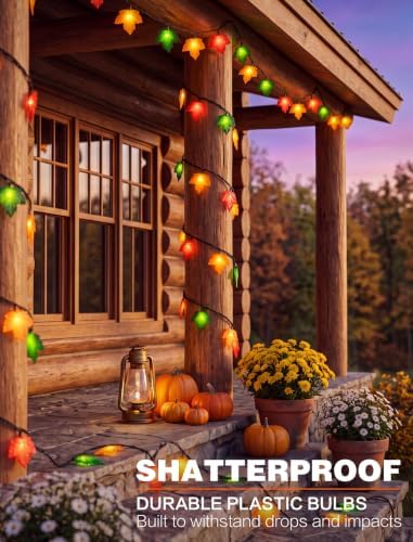 Fall Decor Maple Leaf Fall String Lights, 8.5ft Thanksgiving String Lights with 10 3D Multicolor Maple Leaf Lights, Fall Lights Plug in for Thanksgiving Autumn Fall Party Indoor Bedroom Harvest Decor - Image 5