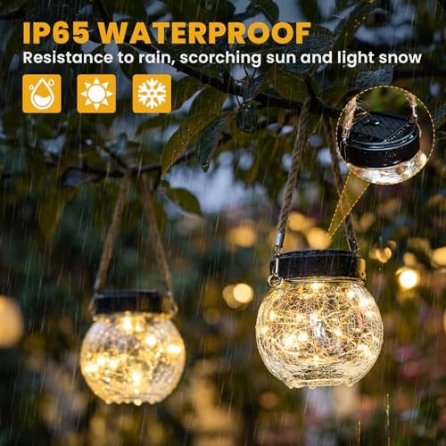 ROSHWEY 4 Pack M Size Solar Lantern Gifts for Women, Hanging Garden Decor Solar Lights Outdoor Waterproof with 15 LED for Halloween Christmas Easter Gift - Image 6