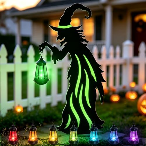 VOOKRY 31.5"Halloween Witch Lantern Outdoor Decor,Solar Lighted Witch Stake by VOOKRY