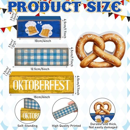 Yuntau 4 Pcs Oktoberfest Table Decorations Wooden Beer Blocks sign - Image 3