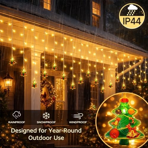 Curtain String Light Christmas Decoration Icicle Lights 8 Modes dimmable,108 LEDs 4M Christmas and Halloween String Lights for Home,Office,Party,bar,Holiday,Party (Warm White) - Image 2