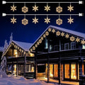 Minetom Snowflake Christmas String Lights - 2 Pack 6 Drops 8.8 Ft. 100 Mini Bulb Snowflake Icicle Lights with Hooks Connectable Hanging Lights for Xmas Rooftop Home Indoor Outdoor Party Wedding by Minetom