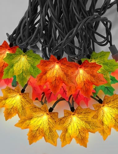 13.6FT Fall String Lights with 35 Maple Leaf LED Bulbs, Plug in - Image 7
