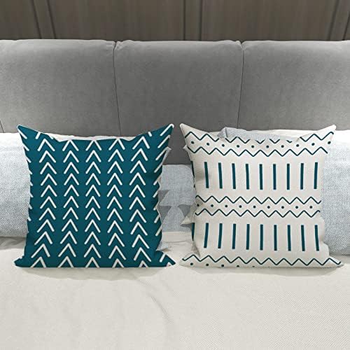 YCOLL Pillow Covers 20x20 Set of 4, Modern Sofa Throw Pillow Cover, Decorative Outdoor Linen Fabric Pillow Case for Couch Bed Car,Teal - Image 4