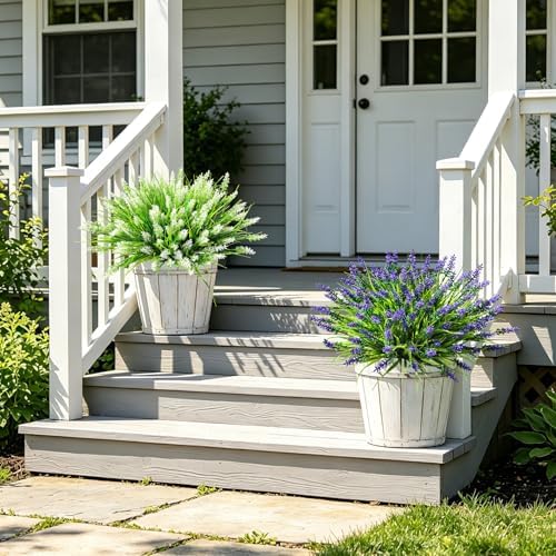 AmyHomie 16 PCS Artificial Flowers for Outdoors,White Fake Lavender Plants - Image 3