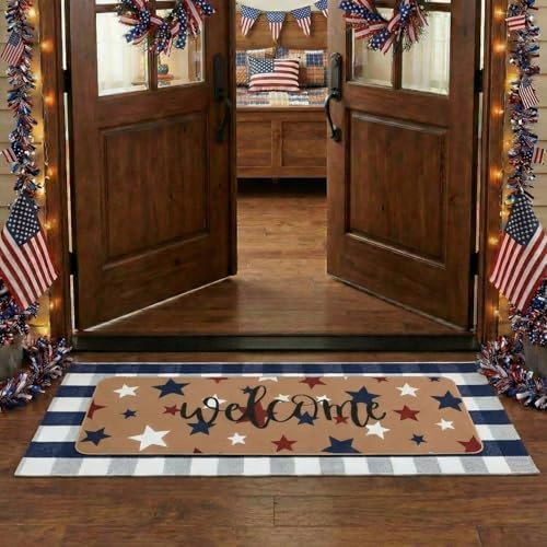 Tinideya 2 Pcs 4th of July Patriotic Door Mat Memorial Day Mat Outdoor - Image 6