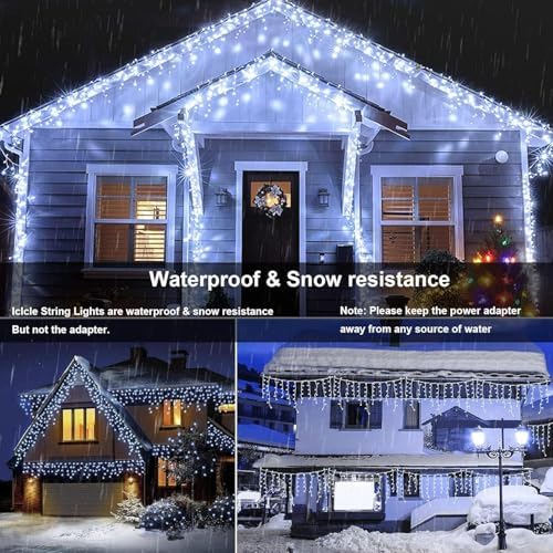 Joomer 66FT Christmas Icicle Lights Outdoor Non-Connectable White - Image 4