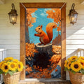 NYZE Fall Squirrel Door Cover, Autumn Forest Maple Leaf Door Decor, Orange Fall Leaves Squirrel Door Cover Banner for Farmhouse Porch Indoor Outdoor Decor by GIVEYOUTHEBEST