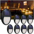 8 Pack Outdoor Fence Solar Lights, IP68 Waterproof Solar Step Lamps, for Backyard, Garden, Pathway, Porch, Patio, Driveway, Walkway, Railing - Yellow Light by XINREE