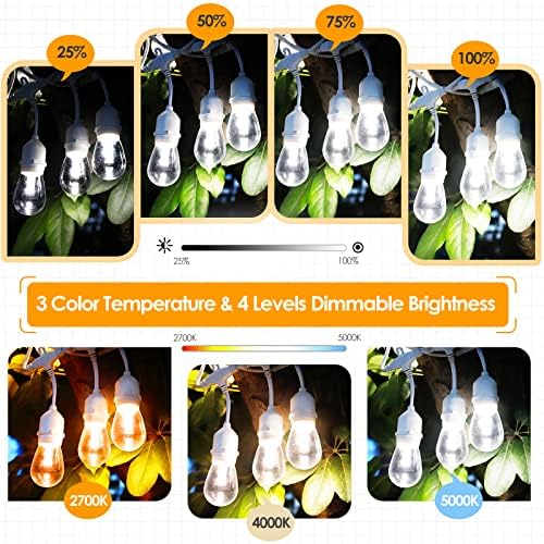 Mlambert 144FT(3x48FT) 3 Colors LED Outdoor String Light with Remote, White - Image 2