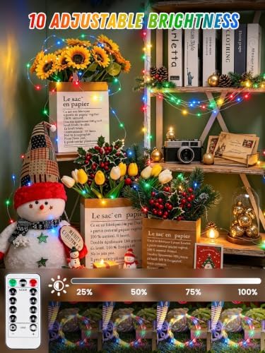 2 Pack 200 LED Fairy Lights Battery Operated with Remote, 66 FT Multicolor - Image 4