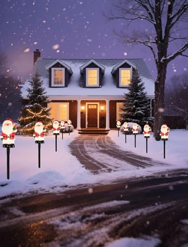 10.5FT Christmas Pathway Lights, 5PK LED Santa Clause Yard Stake Lights - Image 5