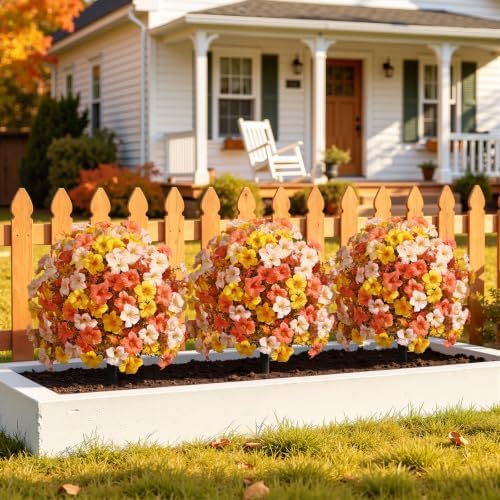 SHareconn 2Pcs Artificial Fall Flowers for Outdoors UV Resistant Decoration - Image 6
