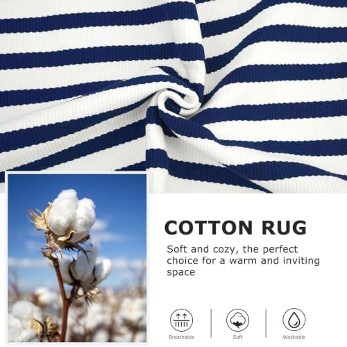 IOHOUZE 3x5 Striped Entryway Rug, Washable Front Door Mat, Navy White - Image 4