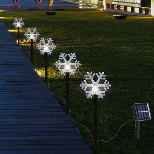 Christmas Decorations Outdoor, Snowflake Pathway Lights, 5 PCS - Image 6