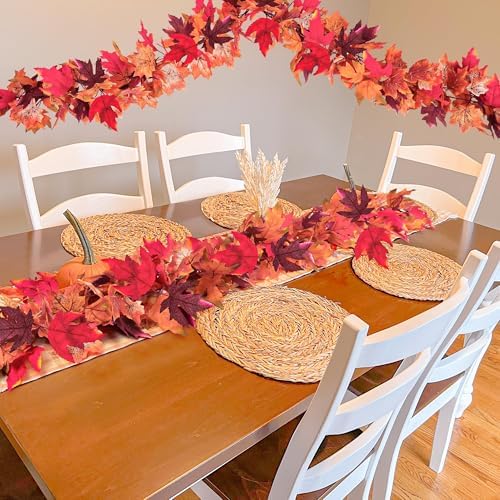 4Pack 23.6FT Red Maple Leaf Fall Garland for Thanksgiving Halloween Decor - Image 6
