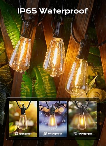 Brightown Outdoor String Lights, 150FT 75+2 LED ST38 LED Patio Lights Shatterproof, Dimmable IP65 Waterproof Connectable Hanging Outdoor Light for Backyard, Porch, Deck, Balcony - Image 3