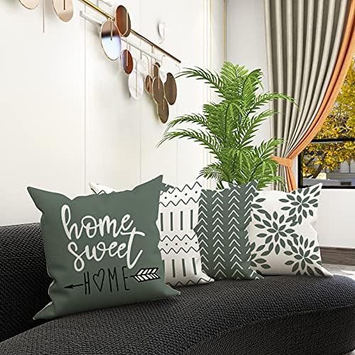 YCOLL Pillow Covers 16x16 Set of 4, Modern Sofa Throw Pillow Cover, Decorative Outdoor Linen Fabric Pillow Case for Couch Bed Car, Aqua Green - Image 2