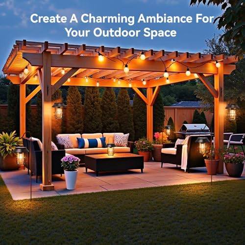 2 Pack Solar Lanterns Outdoor Waterproof, Metal Hanging Lantern, Black - Image 6