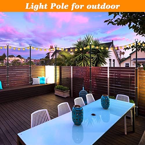 Mutovlin 8 Pack String Light Poles,10 Ft Light Poles for Outside String Lights,Outdoor Lights Pole with Fork,Metal Poles Stand for Patio Deck Backyard - Image 7