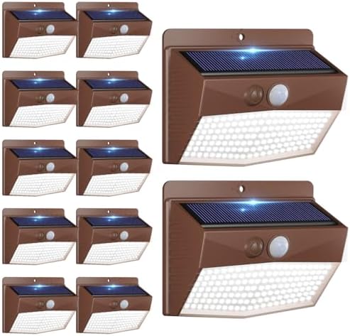 Peasur 12 Pack Solar Motion Sensor Lights Outdoor Waterproof with 3 Modes by Peasur